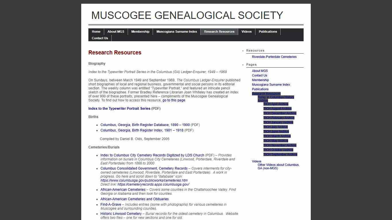 Muscogee Genealogical Society » Research Resources