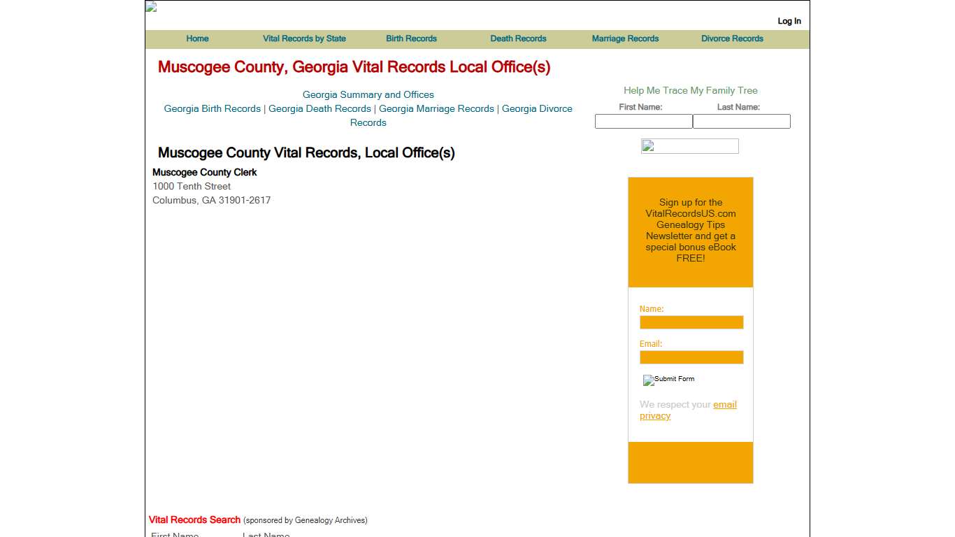 Muscogee County, Georgia Vital Records Local Office(s) - Vital Records US